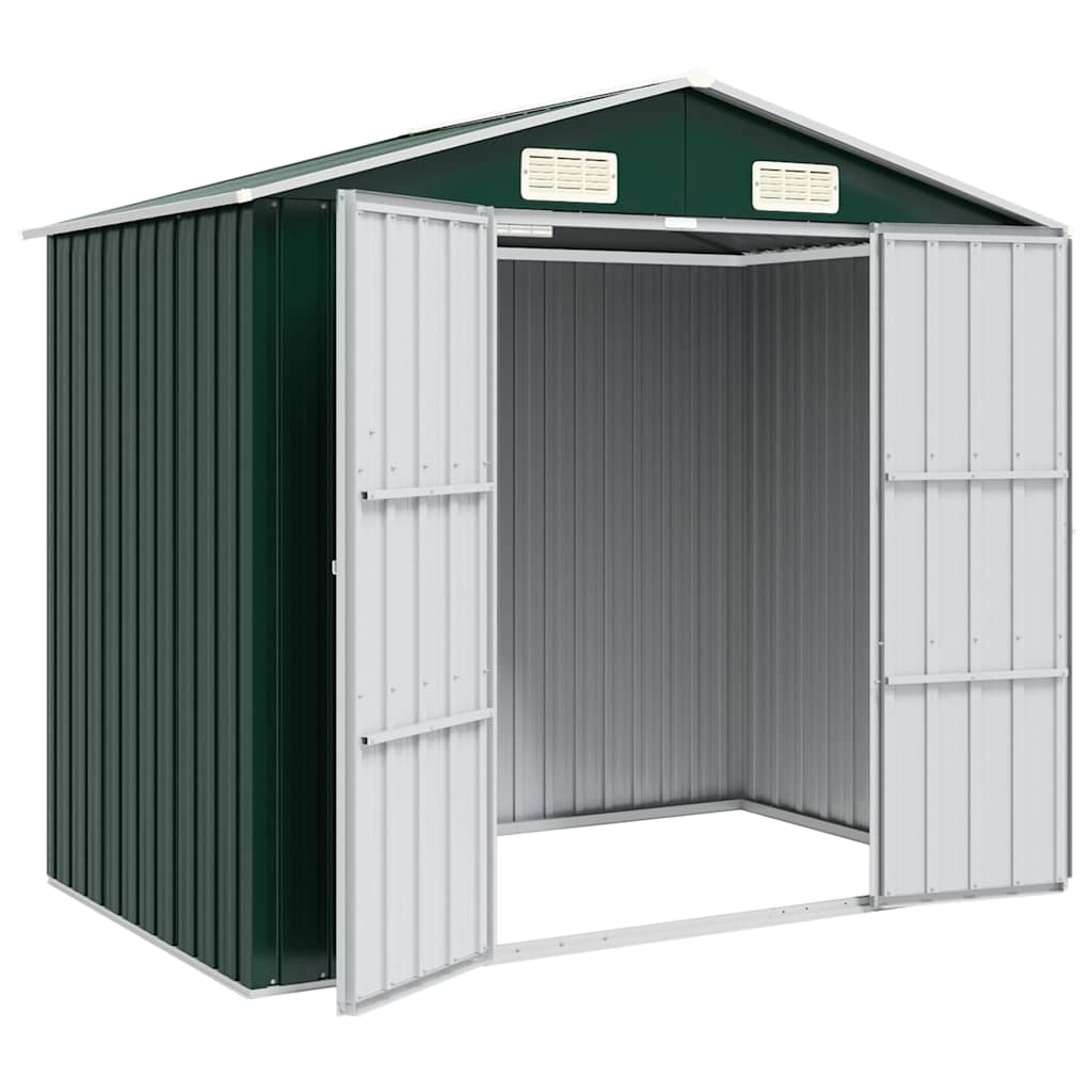 vidaXL Garden Shed Green 205x129x183 cm Galvanised Steel 3