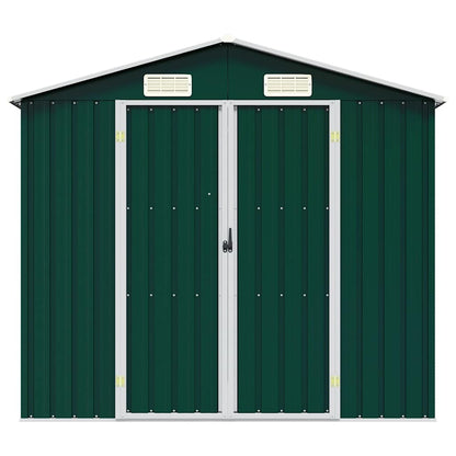 vidaXL Garden Shed Green 205x129x183 cm Galvanised Steel 4