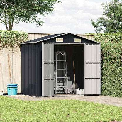 vidaXL Garden Shed Anthracite 205x129x183 cm Galvanised Steel 2