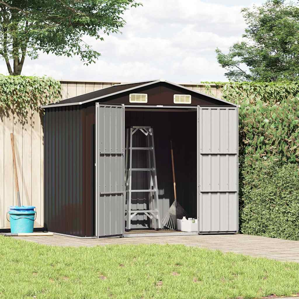 Garden Shed 205x129x183 cm Galvanised Steel Brown