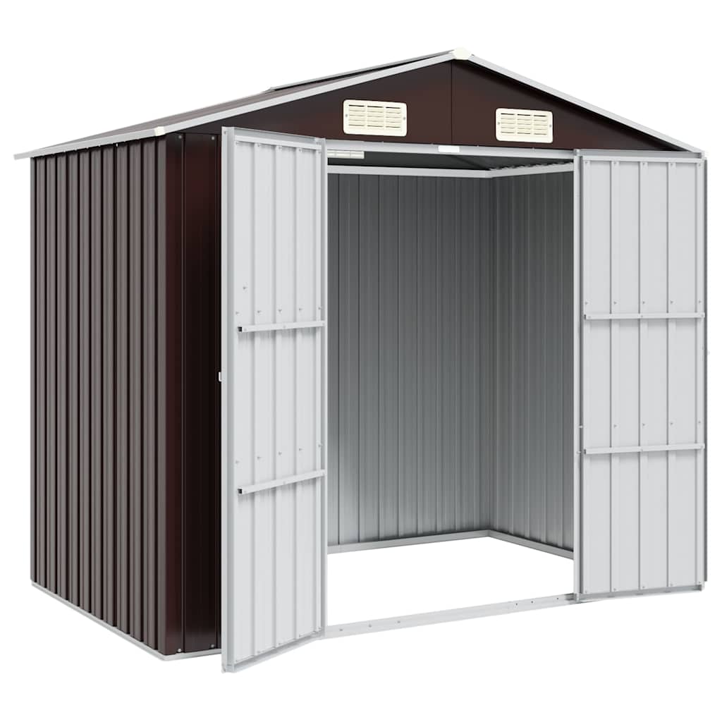 Garden Shed 205x129x183 cm Galvanised Steel Brown