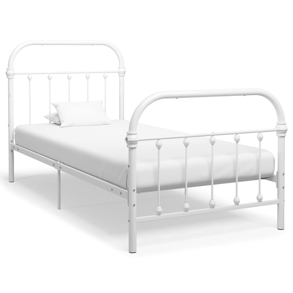 Bed Frame without Mattress Metal White 90 x 200 cm