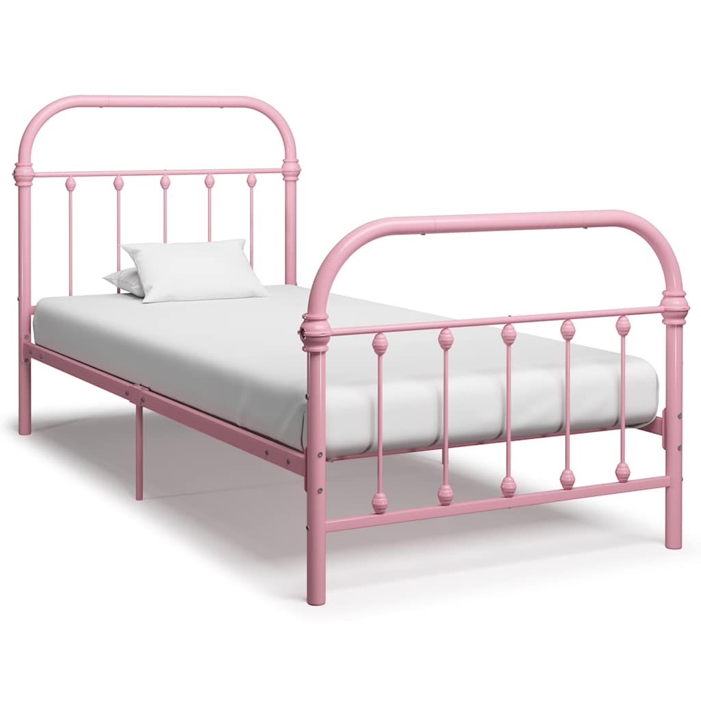 Bed Frame without Mattress Metal Pink 100 x 200 cm