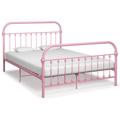 Bed Frame without Mattress Metal Pink 120 x 200 cm