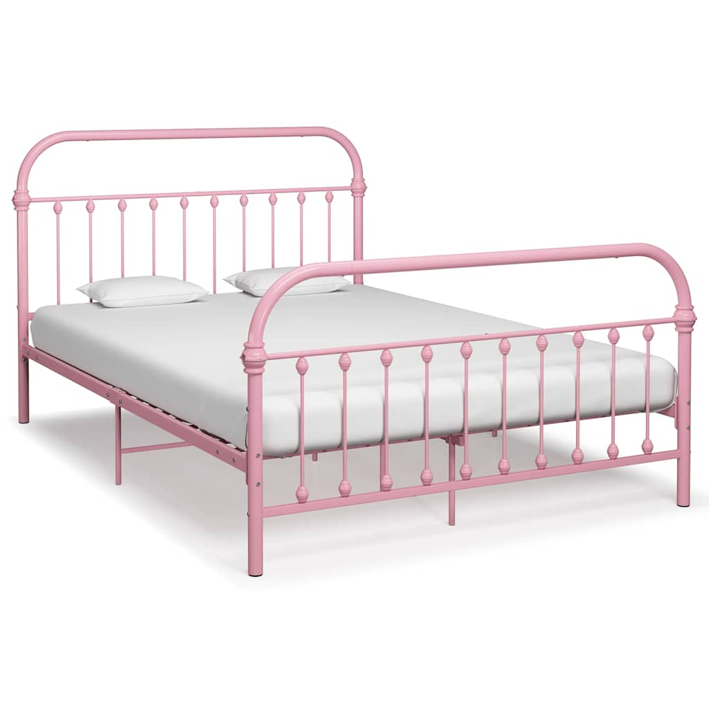 Bed Frame without Mattress Metal Pink 140 x 200 cm