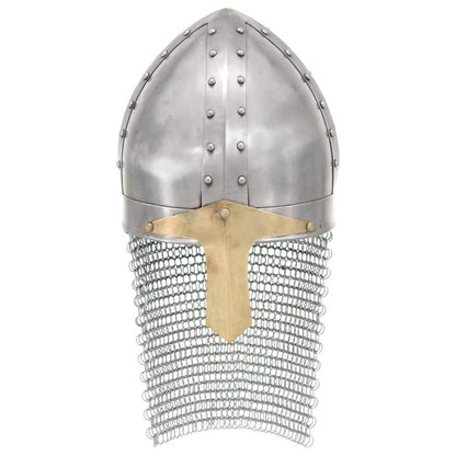 Medieval Knight Helmet Antique Replica LARP Silver Steel Model 3