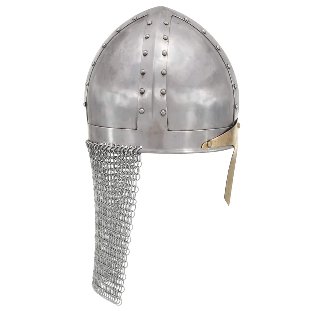 Medieval Knight Helmet Antique Replica LARP Silver Steel Model 3