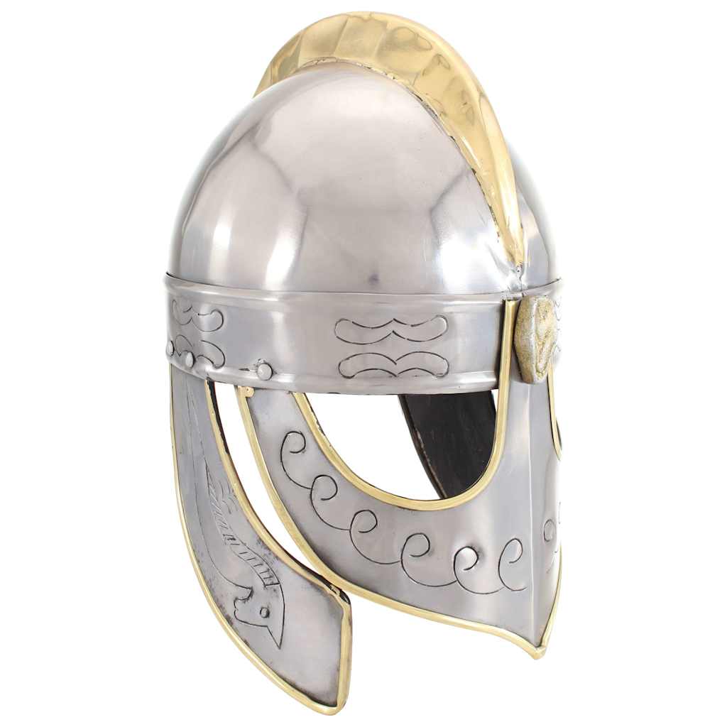 Medieval Knight Helmet Antique Replica LARP Silver Steel Model 14