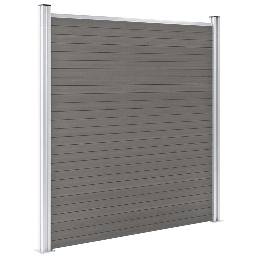WPC Fence Set 273x186 cm Grey 1 section with 1 post–5 sections 1 section with 2 posts