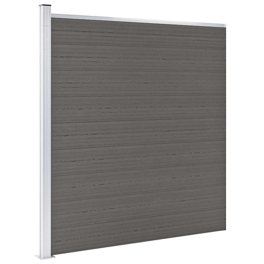 WPC Fence Set 273x186 cm Grey 1 section with 1 post–5 sections 1 section with 1 post