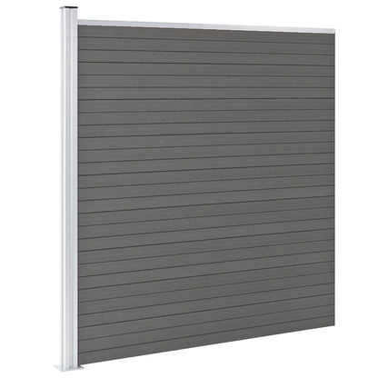 WPC Fence Set 273x186 cm Grey 1 section with 1 post–5 sections 1 section with 1 post