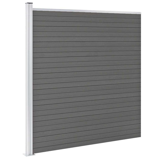 WPC Fence Set 273x186 cm Grey 1 section with 1 post–5 sections 1 section with 1 post