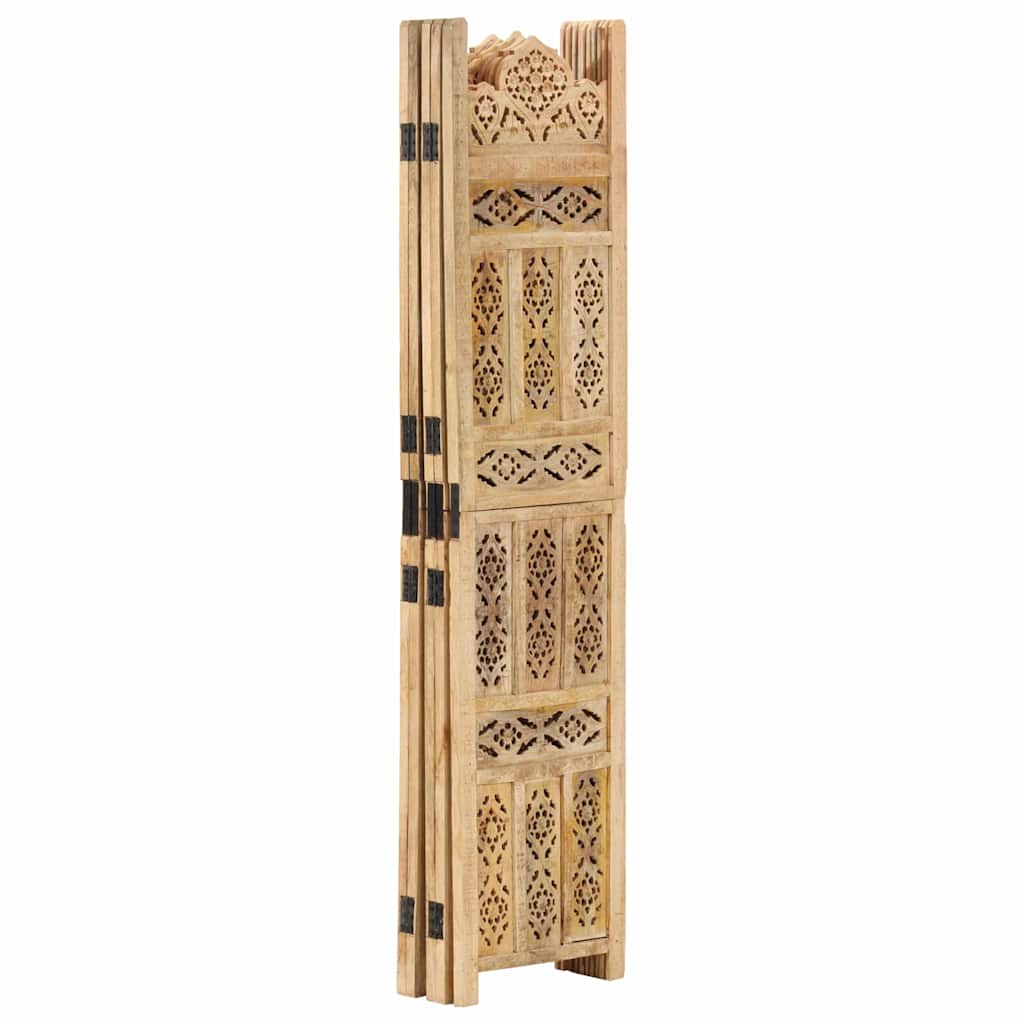vidaXL Hand carved 5-Panel Room Divider 200x165 cm Solid Mango Wood 2