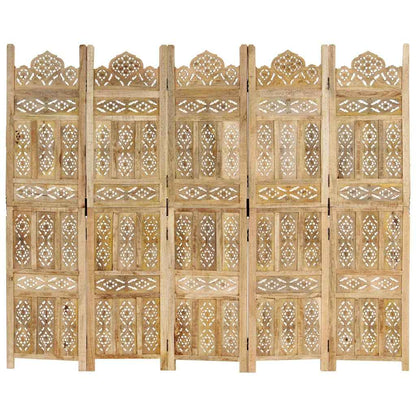 vidaXL Hand carved 5-Panel Room Divider 200x165 cm Solid Mango Wood 3