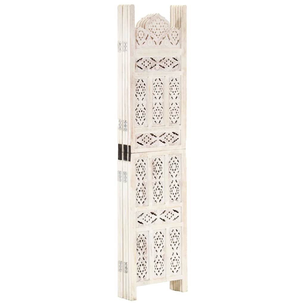 vidaXL Hand carved 5-Panel Room Divider White 200x165 cm 2