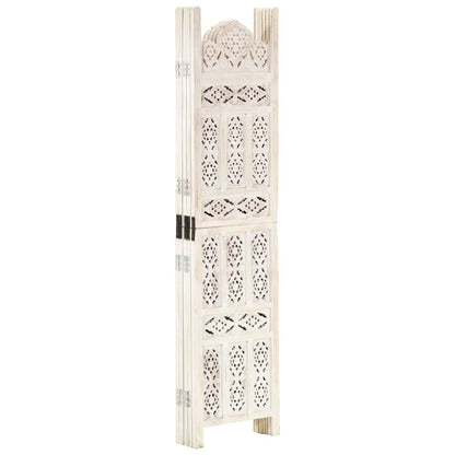 vidaXL Hand carved 5-Panel Room Divider White 200x165 cm 2