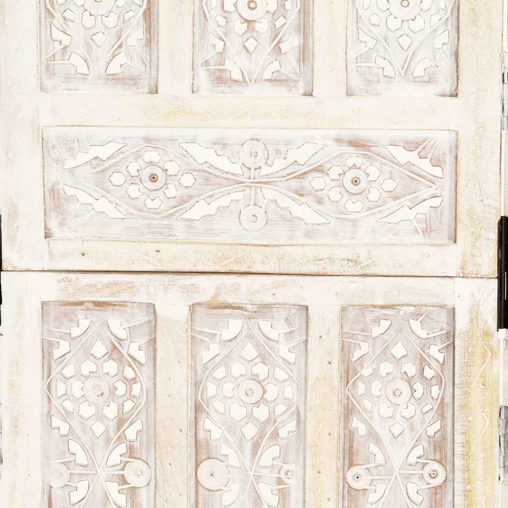 vidaXL Hand carved 5-Panel Room Divider White 200x165 cm 5