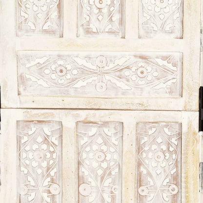 vidaXL Hand carved 5-Panel Room Divider White 200x165 cm 5