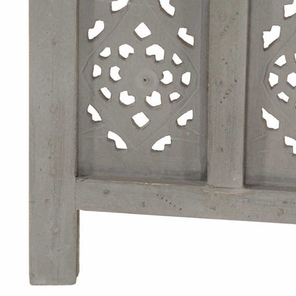 vidaXL Hand carved 4-Panel Room Divider Grey 160x165 cm 6