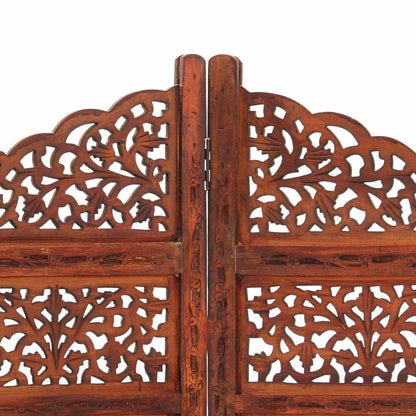 vidaXL Hand carved 4-Panel Room Divider Brown 160x165 cm Solid Mango Wood 3