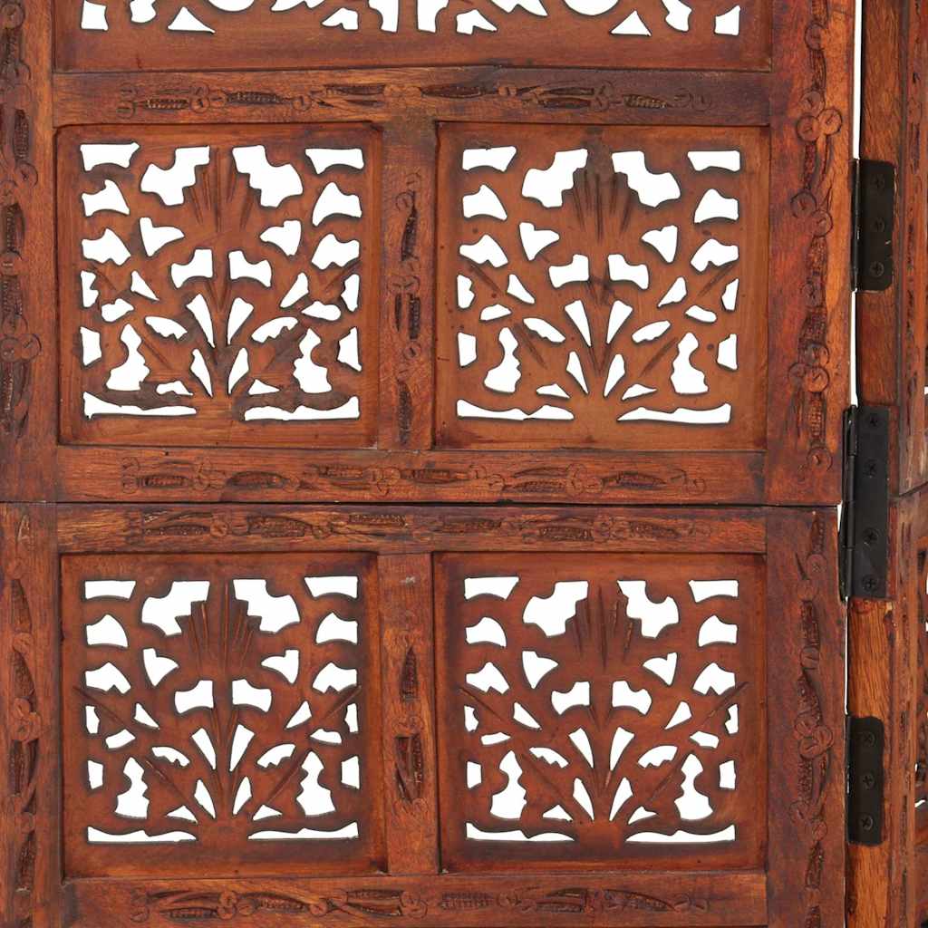 vidaXL Hand carved 4-Panel Room Divider Brown 160x165 cm Solid Mango Wood 4