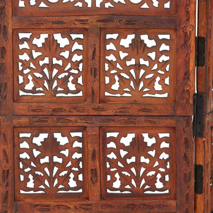 vidaXL Hand carved 4-Panel Room Divider Brown 160x165 cm Solid Mango Wood 4