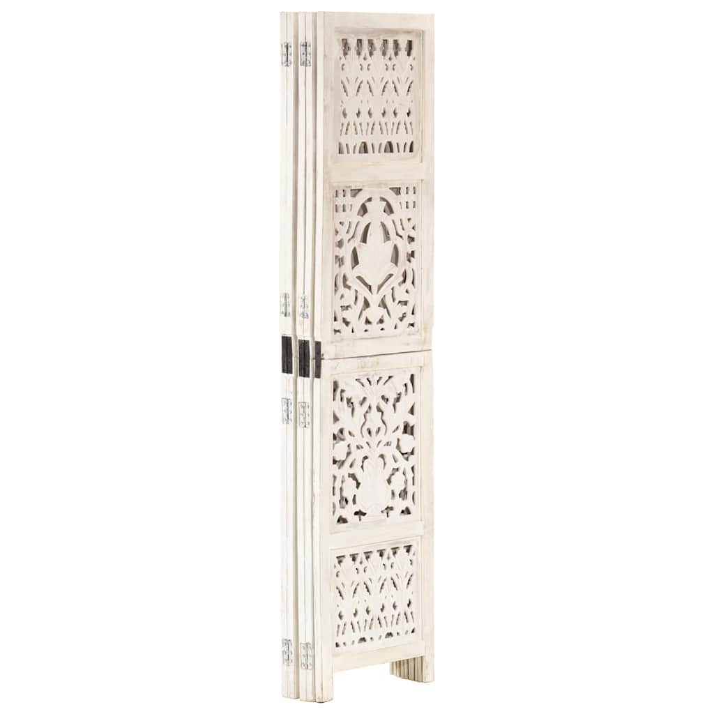 Hand Carved 5-Panel Room Divider 200x165 cm White 5