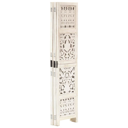 Hand Carved 5-Panel Room Divider 200x165 cm White 5