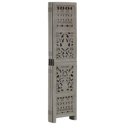 vidaXL Hand Carved 5-Panel Room Divider Grey 200x165 cm 2