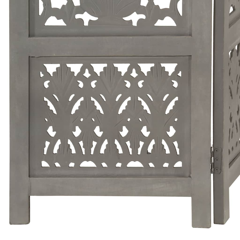 vidaXL Hand Carved 5-Panel Room Divider Grey 200x165 cm 5