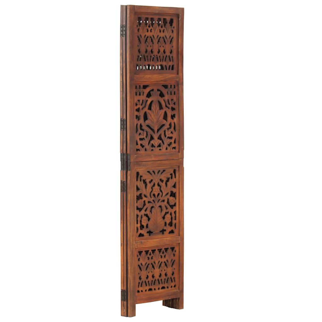 vidaXL Hand Carved 3-Panel Room Divider Brown 120x165 cm Solid Mango Wood 2