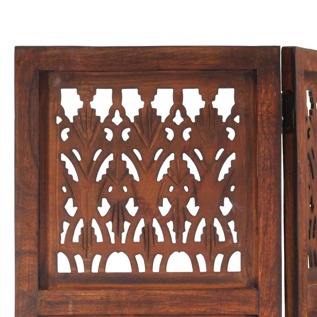 vidaXL Hand Carved 3-Panel Room Divider Brown 120x165 cm Solid Mango Wood 3