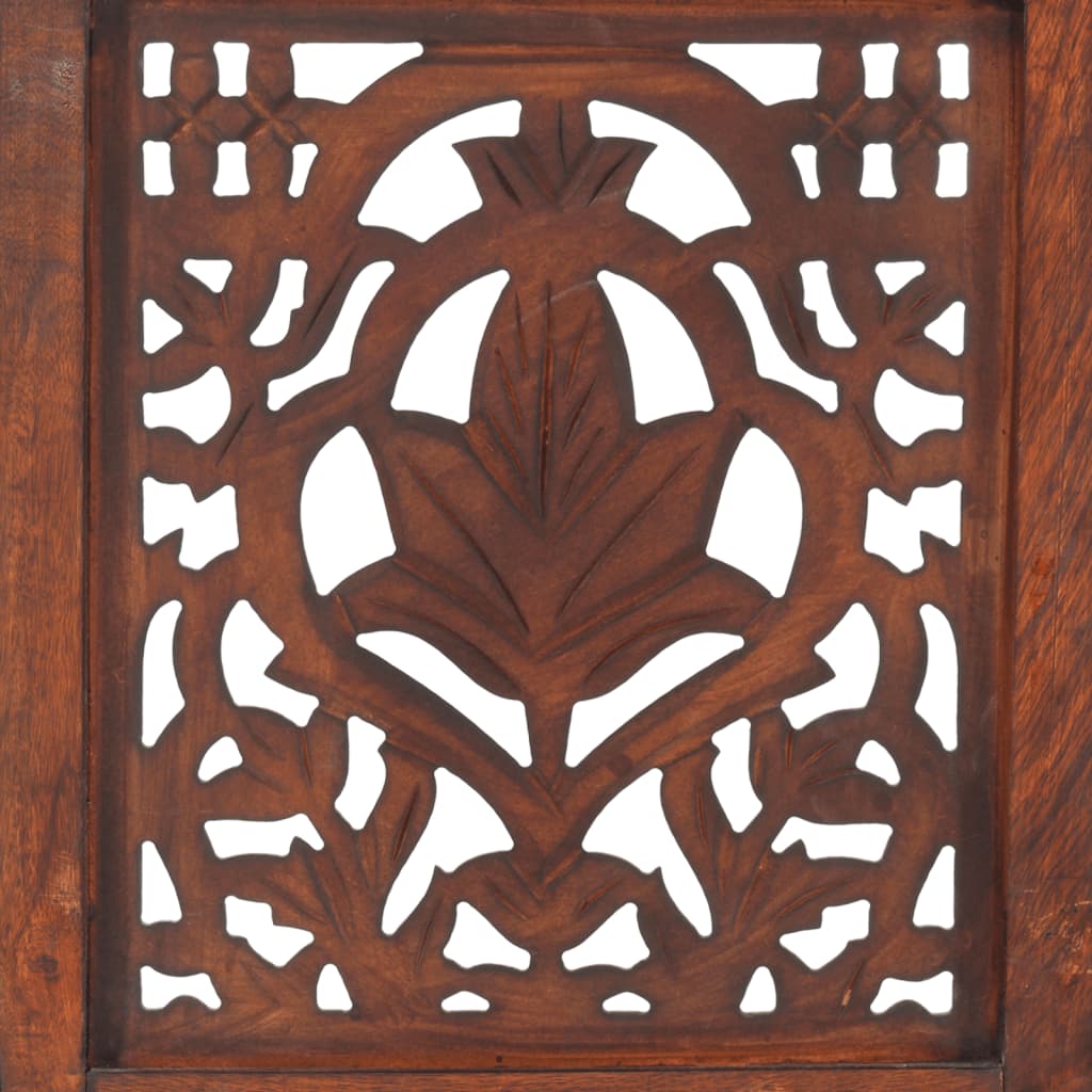 vidaXL Hand Carved 3-Panel Room Divider Brown 120x165 cm Solid Mango Wood 4