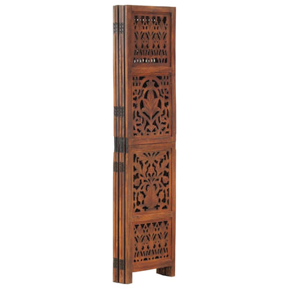 vidaXL Hand Carved 5-Panel Room Divider Brown 200x165 cm 2
