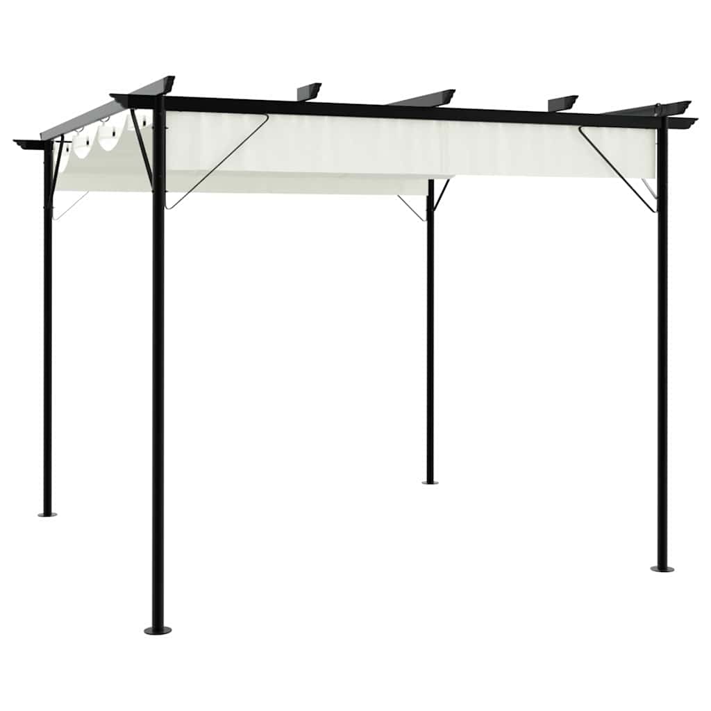 vidaXL Pergola with Retractable Roof Cream White 3x3 m Steel 1