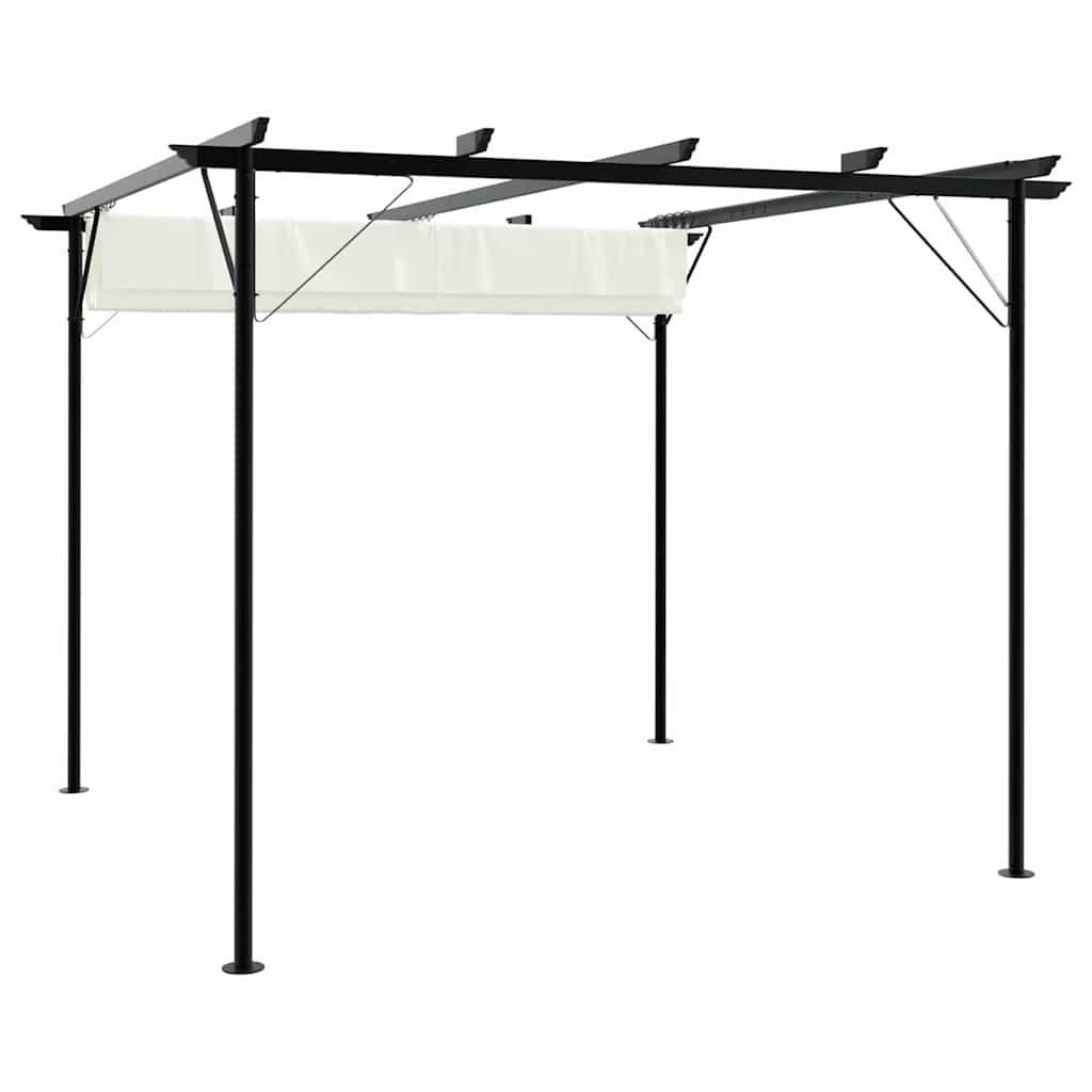 vidaXL Pergola with Retractable Roof Cream White 3x3 m Steel 2