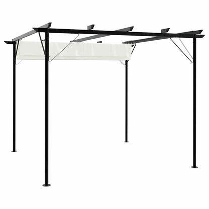 vidaXL Pergola with Retractable Roof Cream White 3x3 m Steel 2