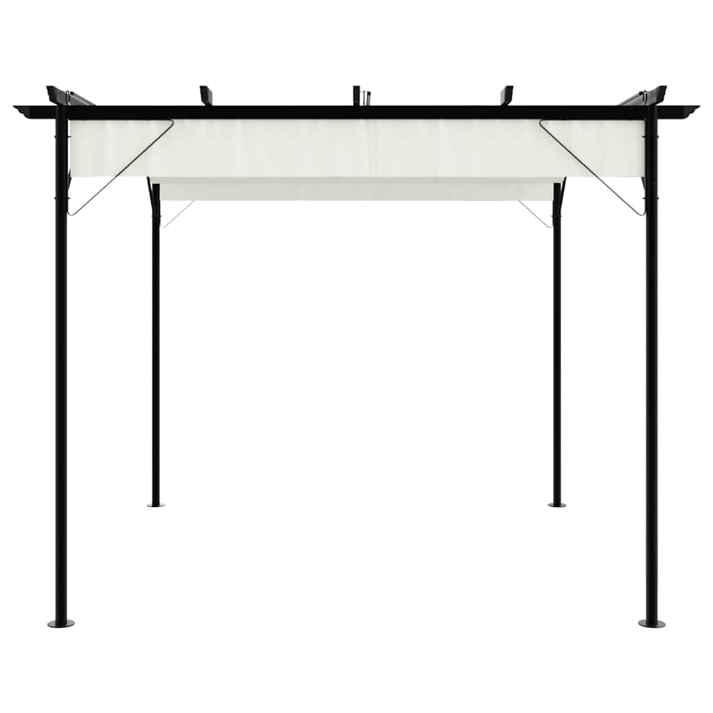 vidaXL Pergola with Retractable Roof Cream White 3x3 m Steel 3