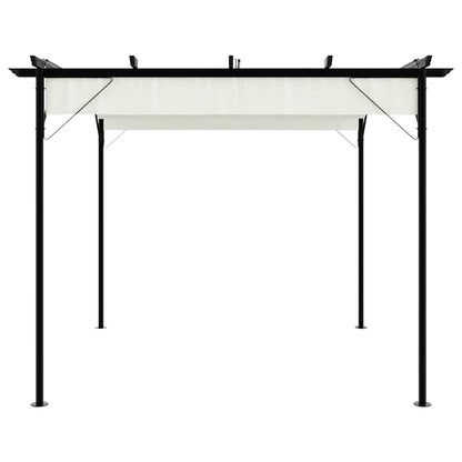 vidaXL Pergola with Retractable Roof Cream White 3x3 m Steel 3