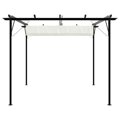 vidaXL Pergola with Retractable Roof Cream White 3x3 m Steel 4