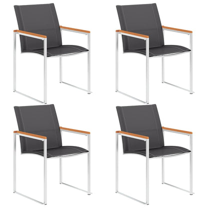 Garden Chairs Textilene and Stainless Steel Grey Solid acacia wood