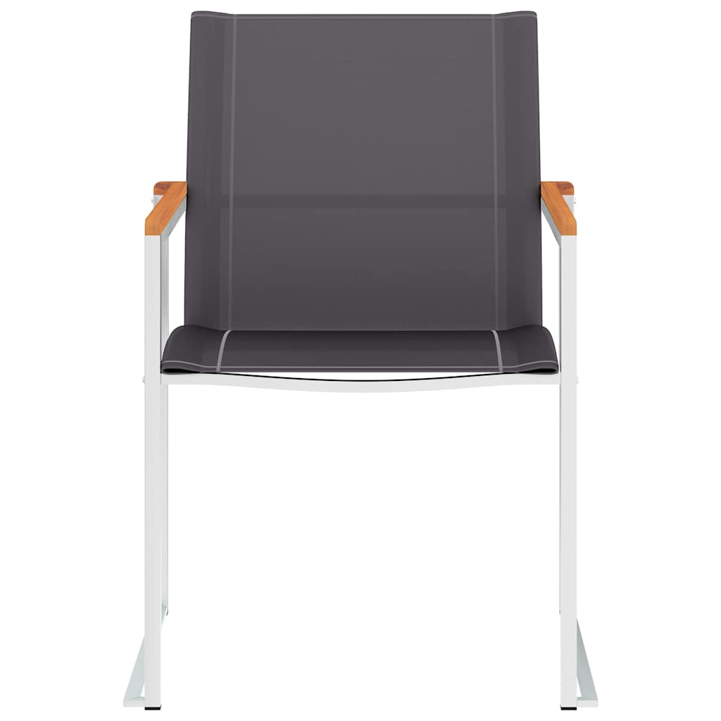 Garden Chairs Textilene and Stainless Steel Grey Solid acacia wood
