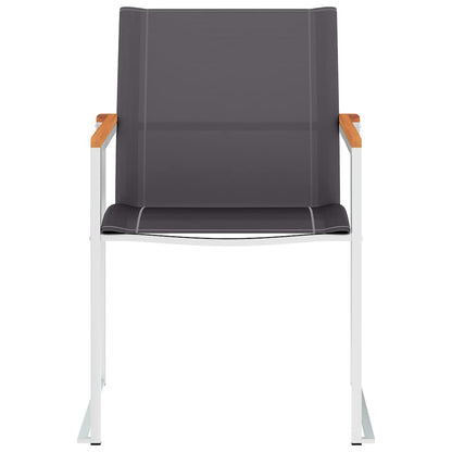 Garden Chairs Textilene and Stainless Steel Grey Solid acacia wood