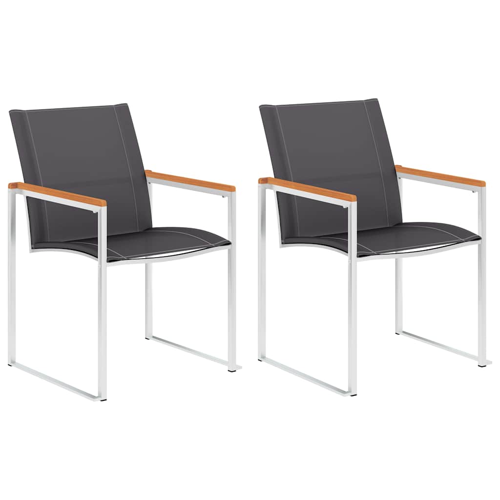 vidaXL Garden Chairs Textilene and Stainless Steel Grey
