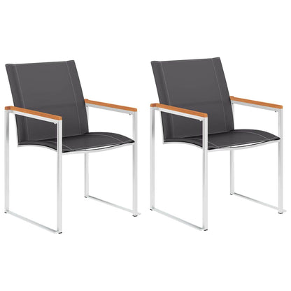 vidaXL Garden Chairs Textilene and Stainless Steel Grey
