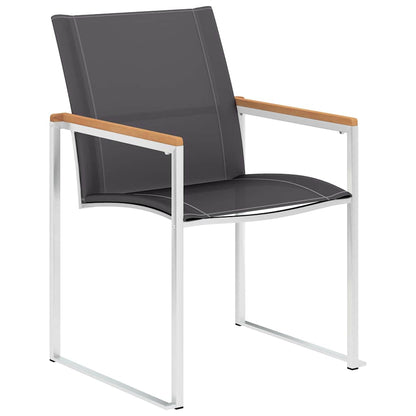 46516 vidaXL Garden Chairs 4 pcs Textilene and Stainless Steel Grey 2