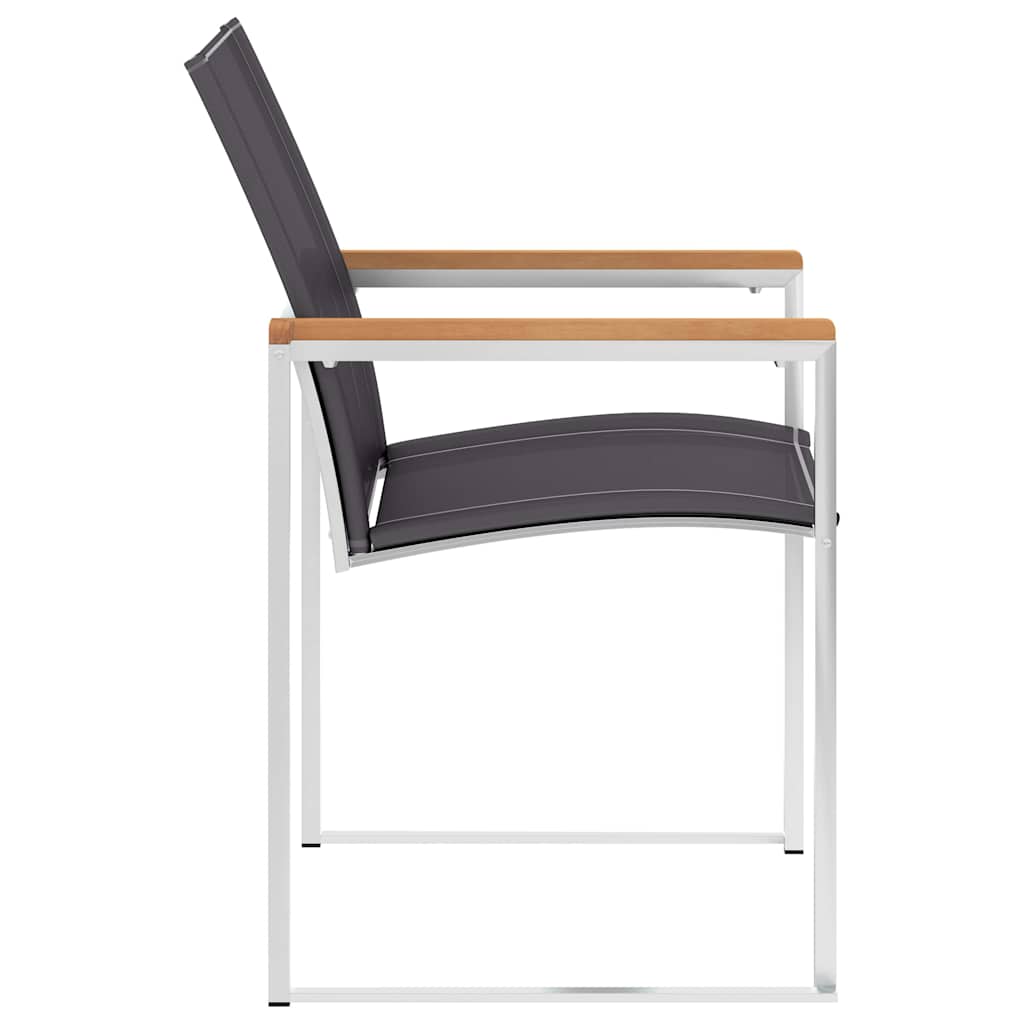 46516 vidaXL Garden Chairs 4 pcs Textilene and Stainless Steel Grey 4