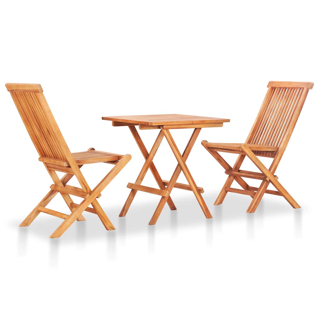 vidaXL 3 Piece Folding Bistro Set Solid Teak Wood 1