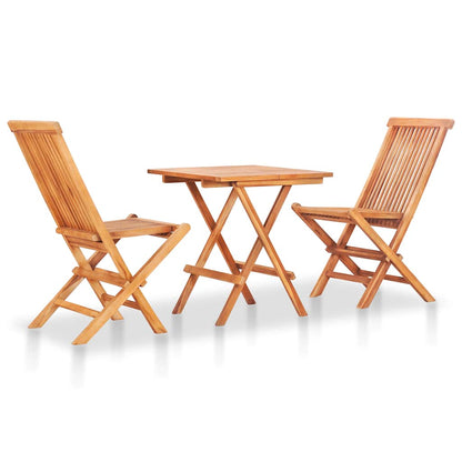 vidaXL 3 Piece Folding Bistro Set Solid Teak Wood 1