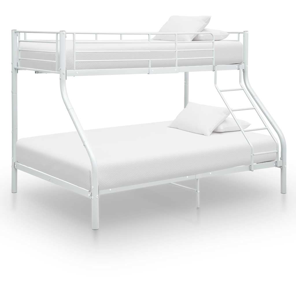 vidaXL Bunk Bed Frame without Mattress White Metal 140x200 cm/90x200 cm 1